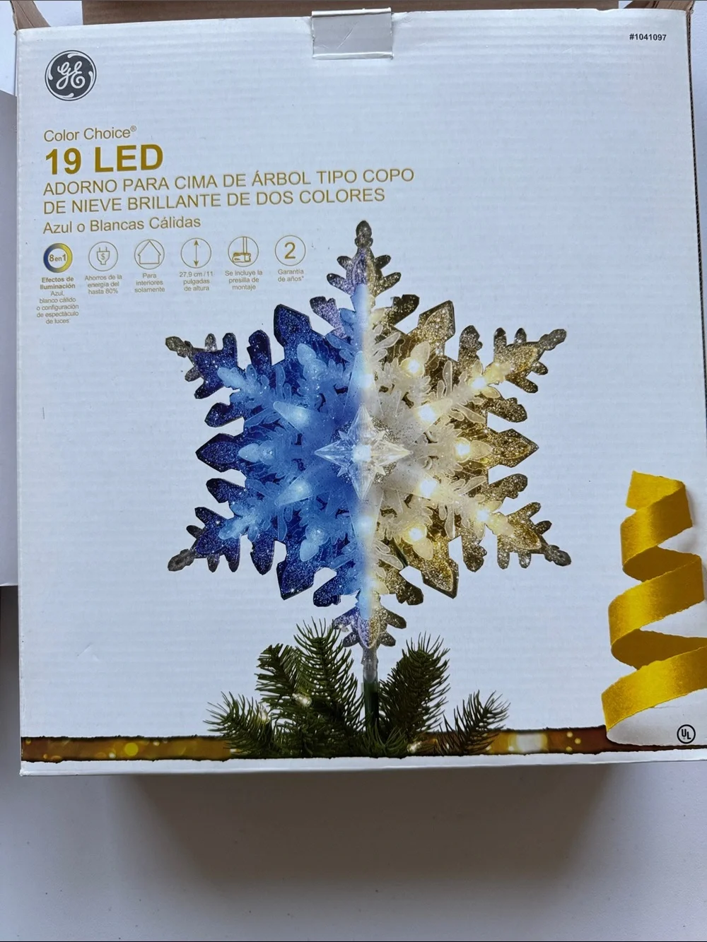 LED Snowflake Tree Topper - Glittered Holiday Decoration
